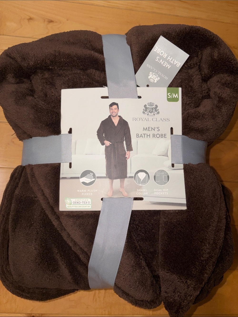 Royal Class Men's Microplush polyester robe Size S/M